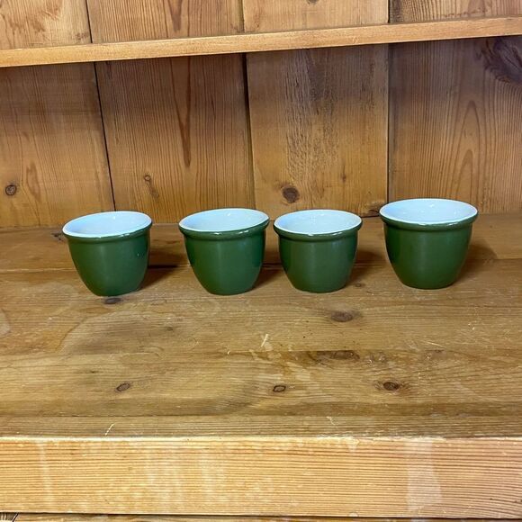 Vintage HALL Ramekin Set of 4 -1 -351 1/2 - 3- 352 Green Custard Dishes Cups USA - Picture 14 of 16